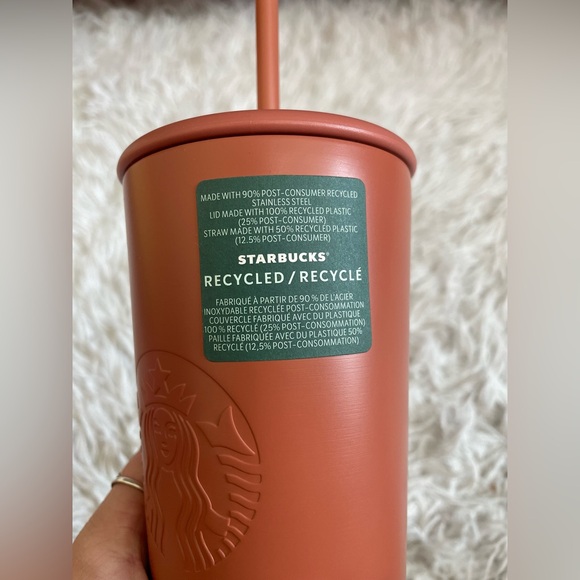 NWT Starbucks 2024 Terracotta Brown/Orange Recycled Triangle SS Venti Tumbler - Picture 3 of 12